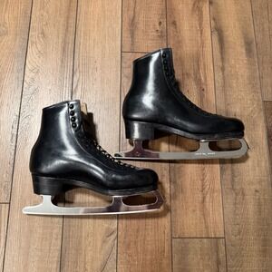 NOS Vintage SP-Teri Black Leather Figure Skates 9.5 A MK Sheffield Blade 10 2/3